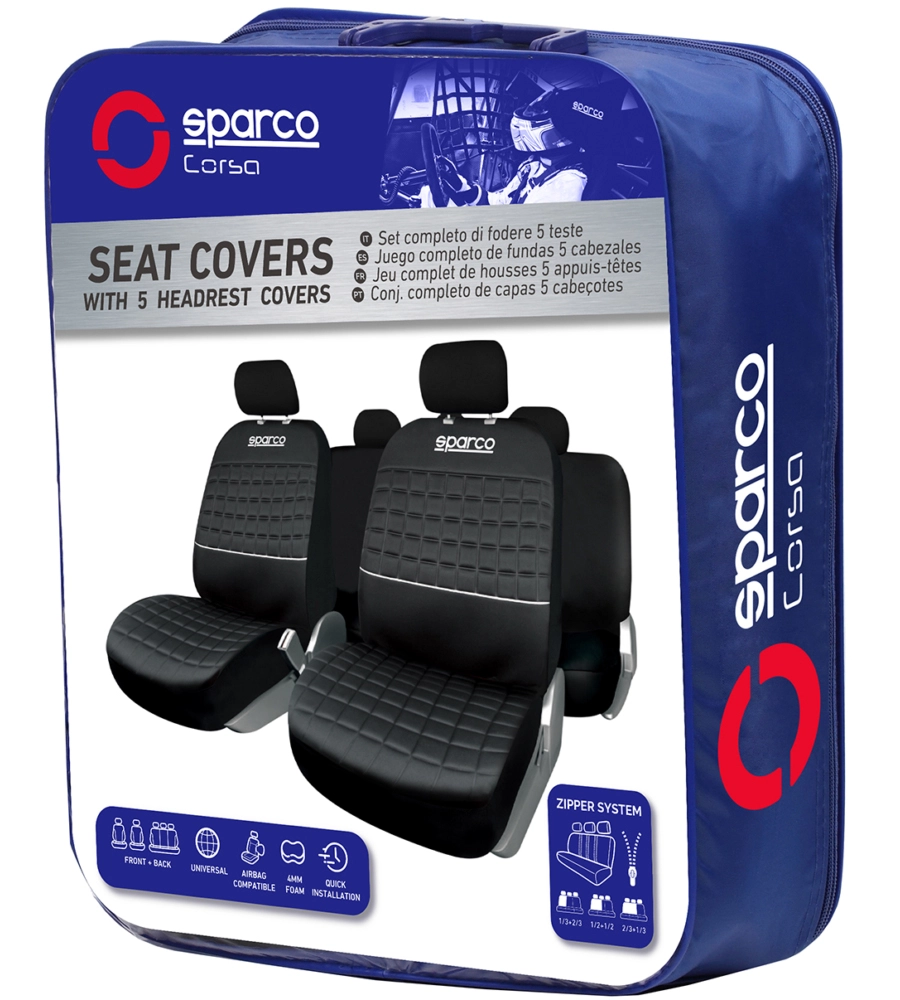 Set coprisedili universali auto sparco "spc1042" nero/argento